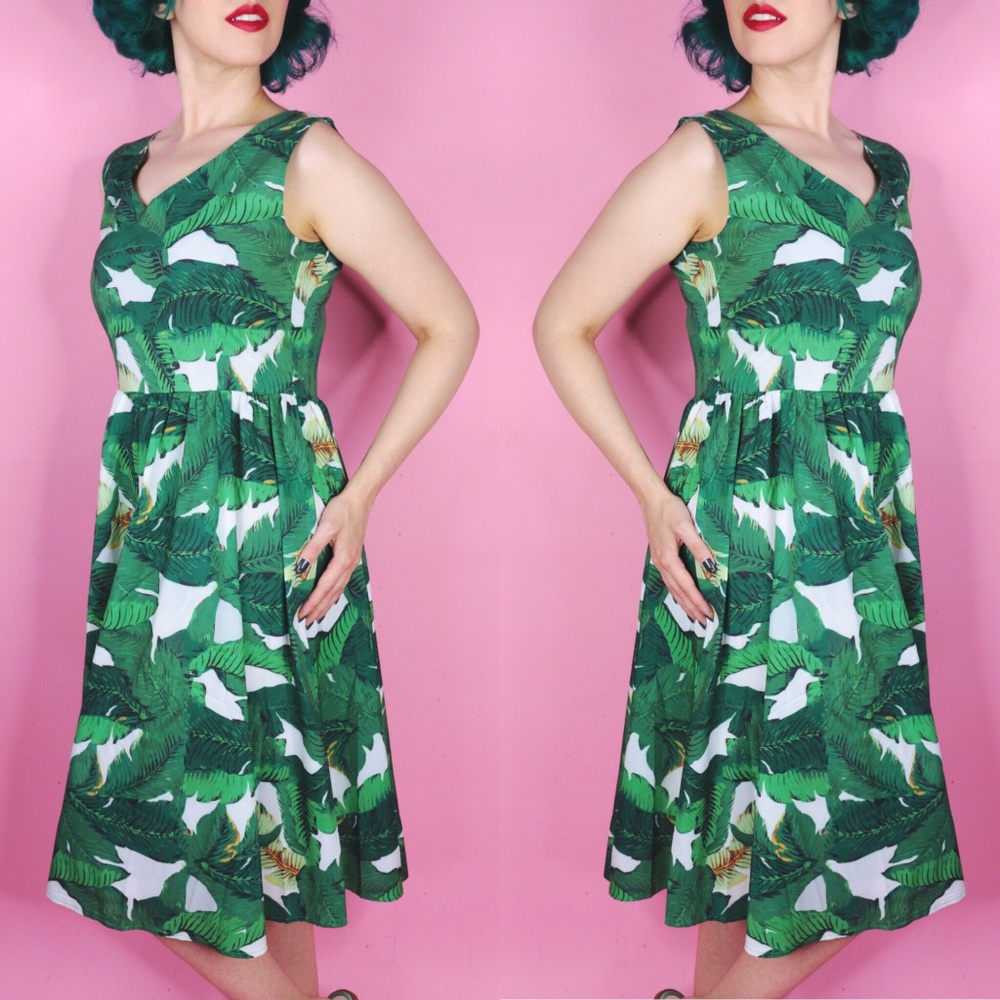 Palm Print Day Dress